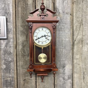 Chiming Wall Clock With Cherry Oak Finish 11"X29"