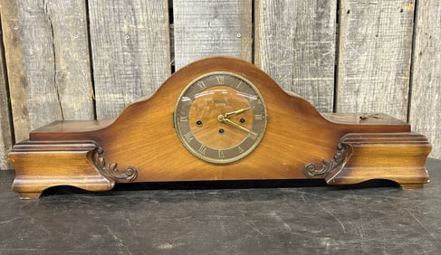 Vintage Wood Westminster Mantel Clock Likely German Art-Deco In Style, Typically 1920's-40's
