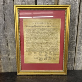 Framed Replica Of The United States Declaration Of Independence 18"X25"