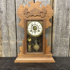 Antique Gingerbread Mantel Clock 5"X15"X22"