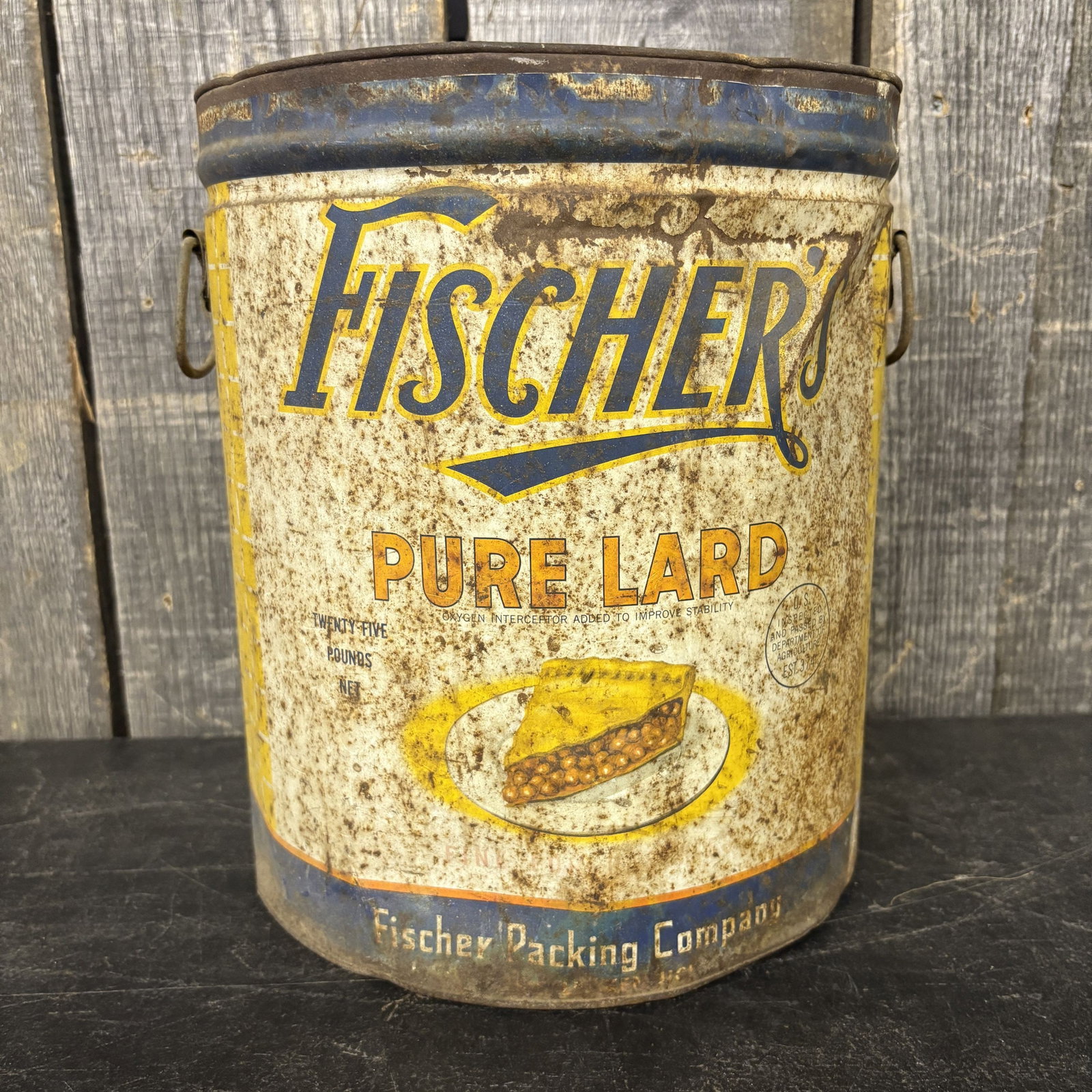 Fischer's Pure Lard Tin 10"X12": Fischer's Pure Lard Tin 10"X12"