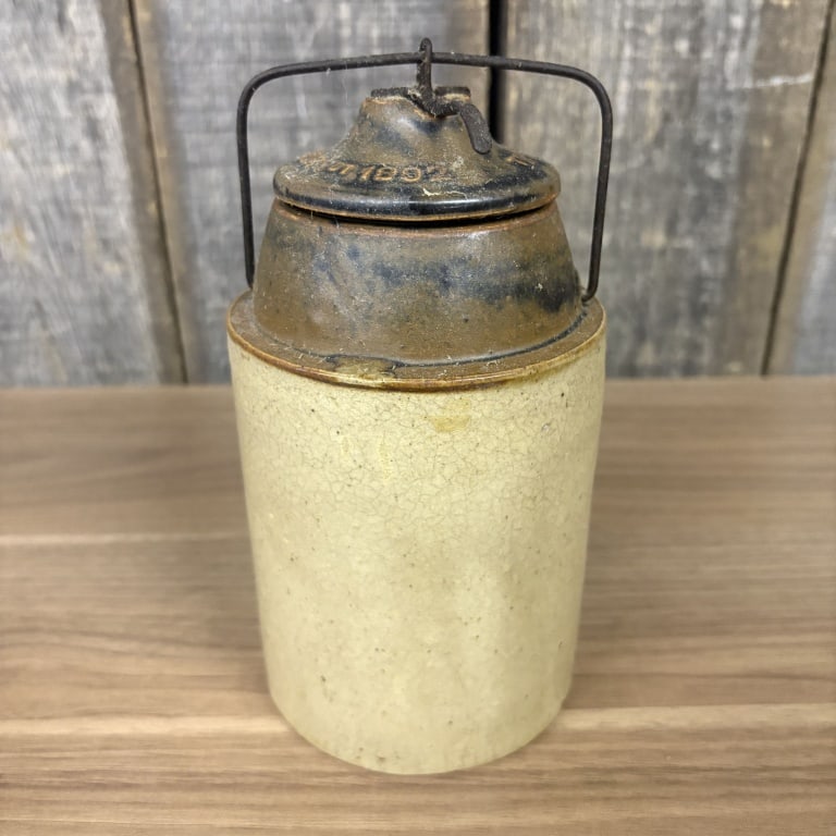 Two Tone "The Weir" Stoneware Canning Jar 4"X8" (1 of 6)