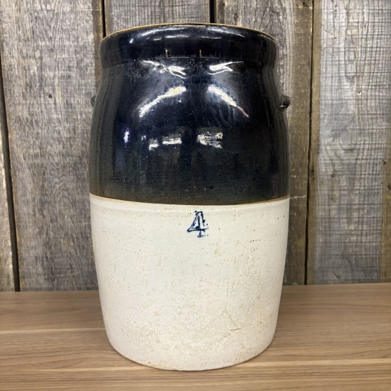 Salt-Glazed Stoneware Crock - Cobalt #4 9"X16" (1 of 5)