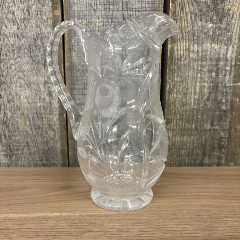 Crystal Cut Glass Style Pitcher 7"X10" (1 of 5)