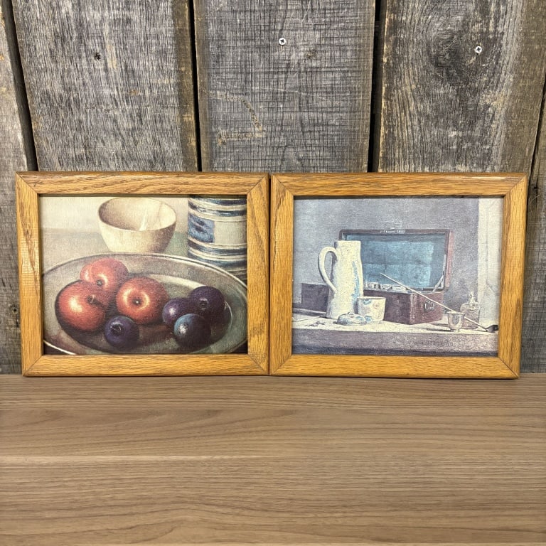 Still Life With Plums In Pewter Dish - Henk Bos. And Still Life With Pipe - Jean-Baptiste Simeon: Still Life With Plums In Pewter Dish - Henk Bos. And Still Life With Pipe - Jean-Baptiste Simeon Chardin 11"X9"