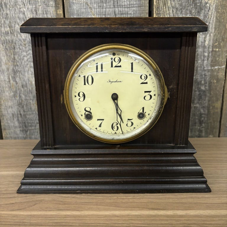 Antique Ingraham Mantel Clock 6"X11"X10" (1 of 7)