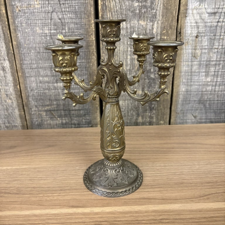 Vintage French Style Brass Five Armed Candelabra 8"X10" (1 of 6)
