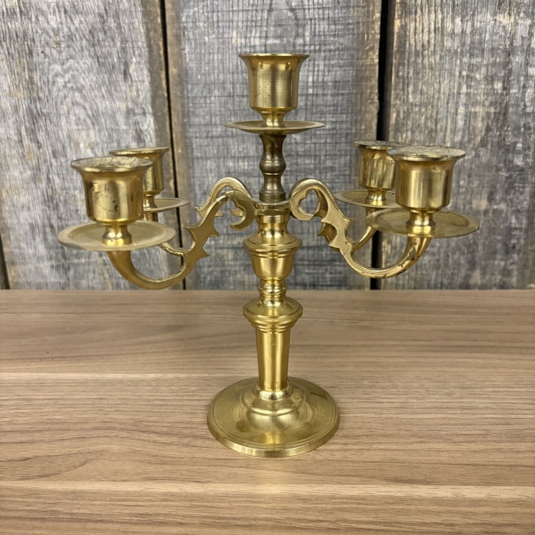 Vintage Brass 5 Arm Candelabra 7"X8" (1 of 5)