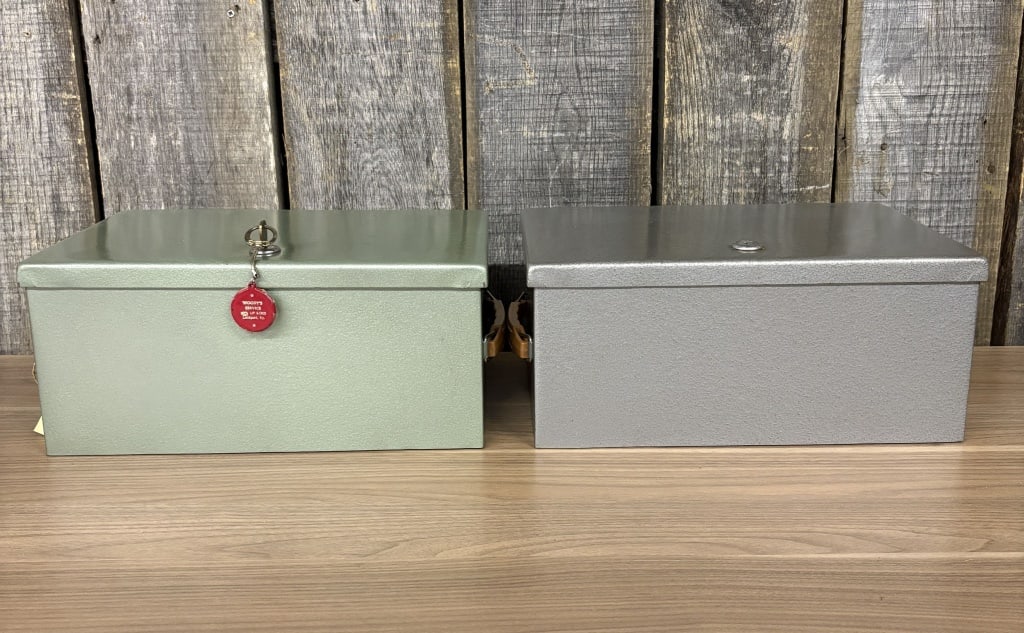 Pair Of Heavy Metal Lockboxes With Key 14"X9"X7" (1 of 5)