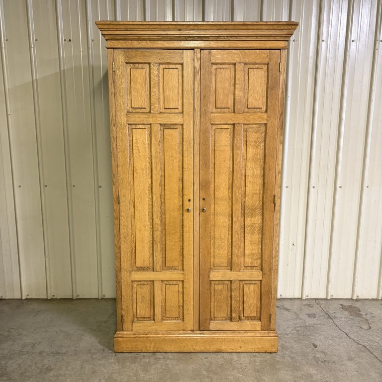 Antique Oak Paneled Armoire Or Wardrobe 17"X42"X84" (1 of 11)