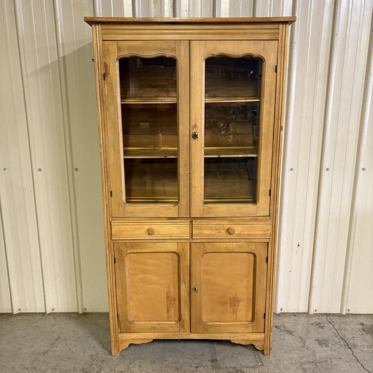 Antique Pine Hutch Step-Back Cupboard 17"X37"X72" (1 of 8)