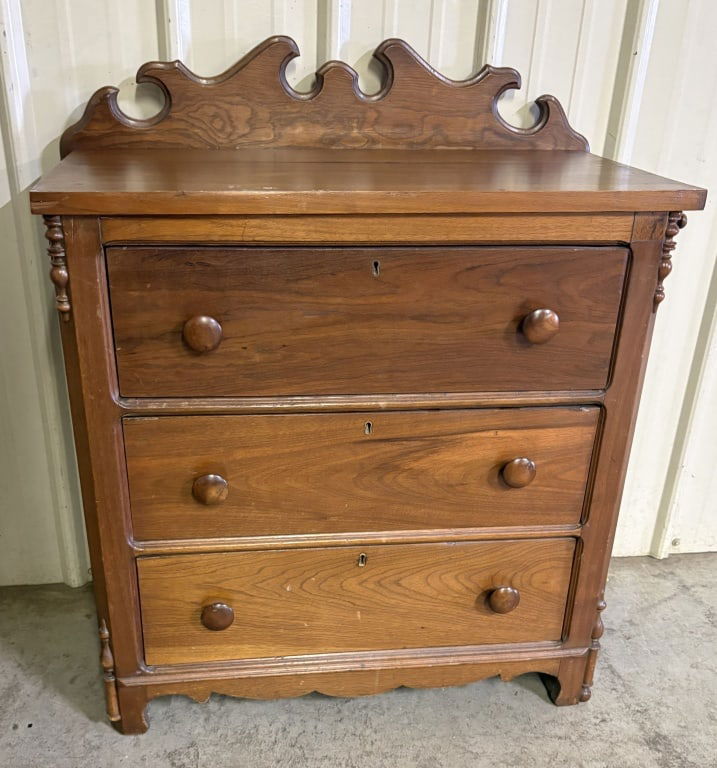 Victorian Style Walnut Washstand - Small Chest Of Drawers With Carved Gallery 16"X31"X36" (1 of 5)