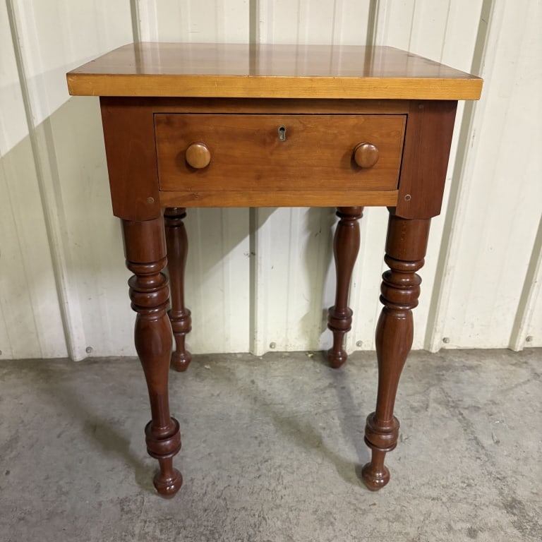 Antique Cherry One Drawer Side Table 19"X19"X29.5" (1 of 6)