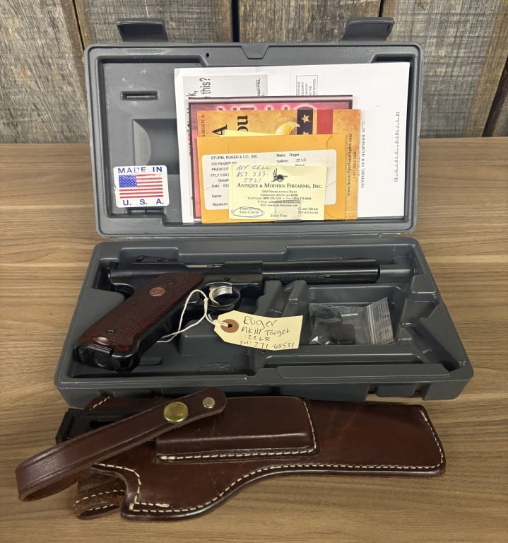 Ruger Mark 3 Target Model .22LR Serial:271-68531 With Extra Magazine, Holster And Case. 9": Ruger Mark 3 Target Model .22LR Serial:271-68531 With Extra Magazine, Holster And Case. 9"