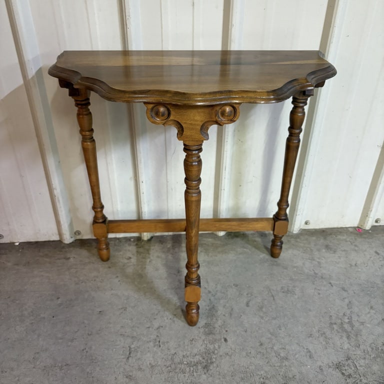 Antique Walnut Demilune Console Table in Edwardian Style - 22"x10"x22" (1 of 4)