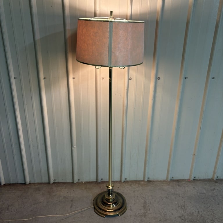Brass Style Floor Lamp w/ Shade - 16"x57" (1 of 6)