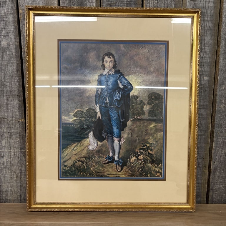 Framed Reproduction of the Famous Painting "The Blue Boy" by Thomas Gainsborough in Gilded Frame -: Framed Reproduction of the Famous Painting "The Blue Boy" by Thomas Gainsborough in Gilded Frame - 33"x 39"