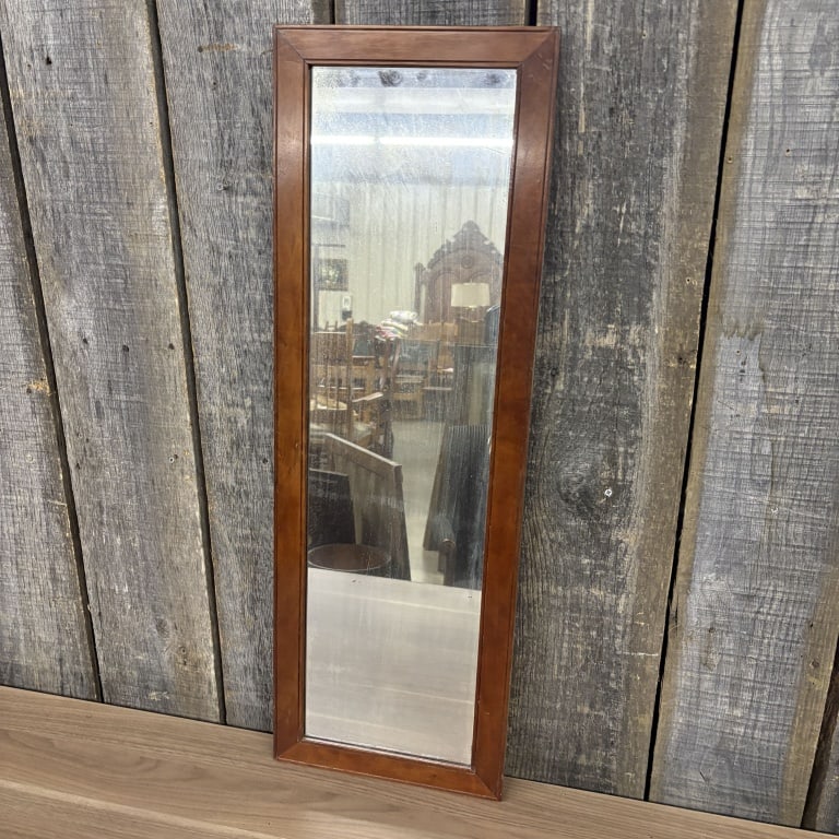 Vintage Panel Mirror in Wooden Frame - 10"x 34": Vintage Panel Mirror in Wooden Frame - 10"x 34"