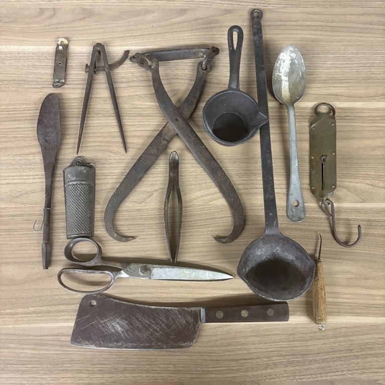 Collection of Antique Iron Kitchen Tools and Domestic Articles, likely from the 19th century - (1 of 5)