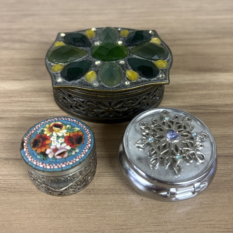 Trio of Vintage Trinket Boxes, Made in Italy - 2-4" (1 of 6)