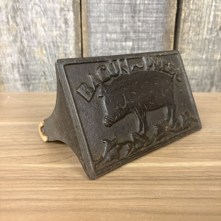 Cast Iron Bacon Press with Wooden Handle - 7"x4"x4": Cast Iron Bacon Press with Wooden Handle - 7"x4"x4"