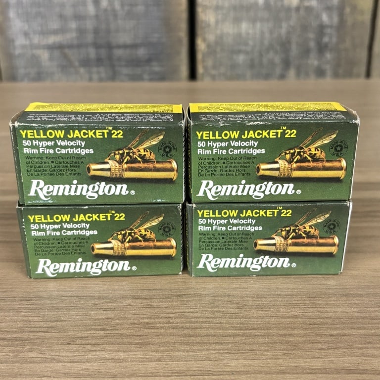 4 Boxes of Remington Yellow Jacket 50 Hyper Velocity Rimfire Cartridges .22 - 2.5" (1 of 1)
