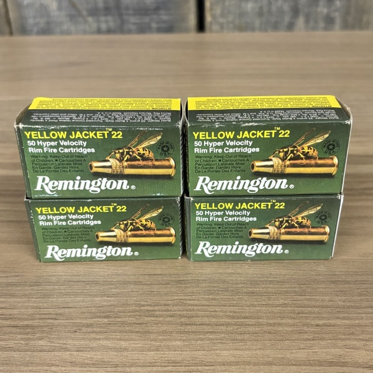 4 Boxes of Remington Yellow Jacket 50 Hyper Velocity Rimfire Cartridges .22 - 2.5" (1 of 1)