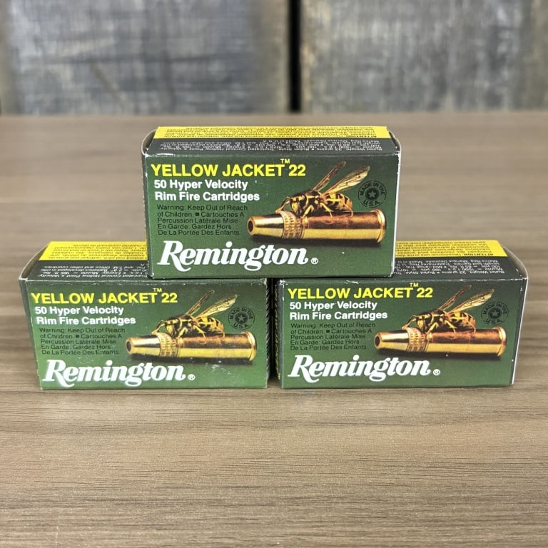 3 Boxes of Remington Yellow Jacket 50 Hyper Velocity Rimfire Cartridges .22 - 2.5" (1 of 1)