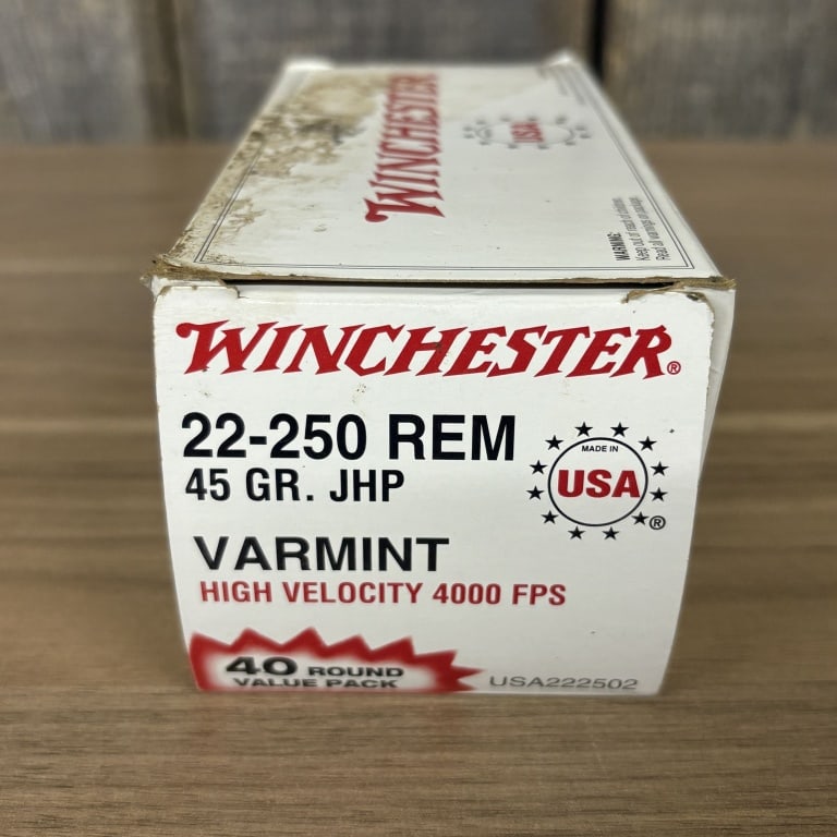 Winchester 22-250 Rem .45 GR JHP Varmint High Velocity 4000, FPS - 6" (1 of 1)