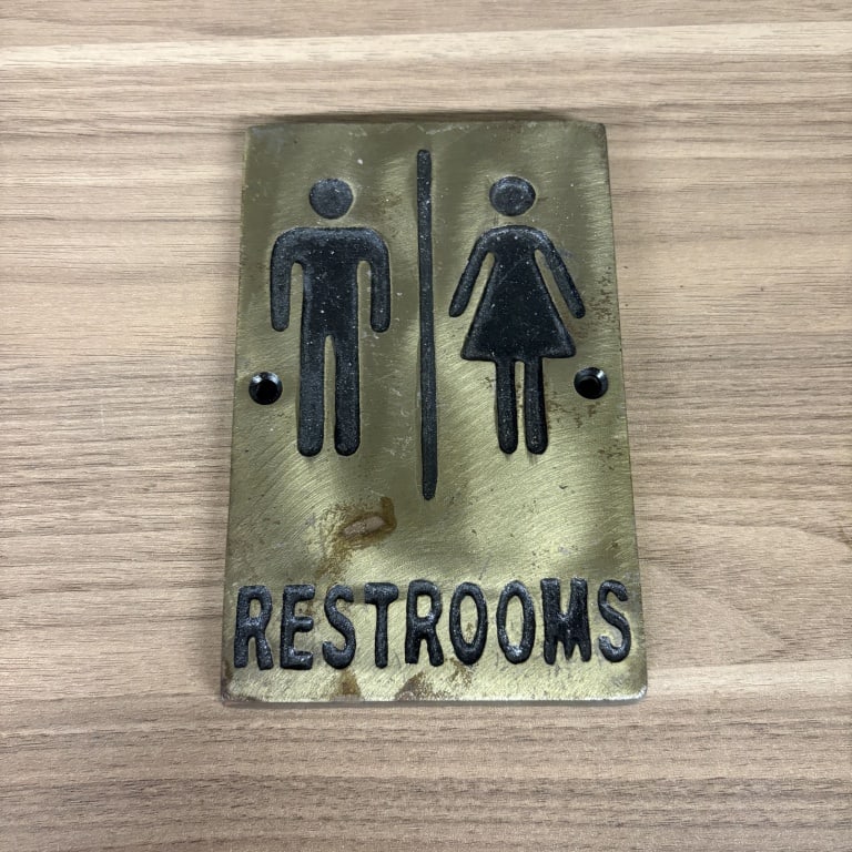 Vintage Cast Iron Restroom Plaque - 4x6": Vintage Cast Iron Restroom Plaque - 4x6"