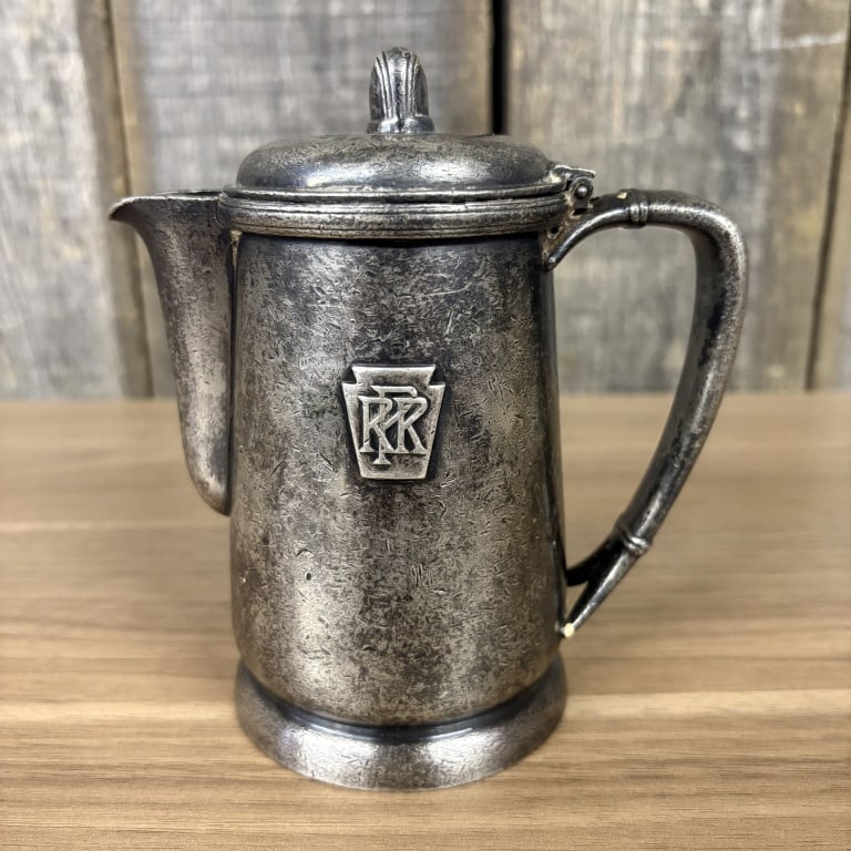Pennsylvania Railroad (PRR) International Silver Company Silver-Soldered Creamer or Coffee Pot -: Pennsylvania Railroad (PRR) International Silver Company Silver-Soldered Creamer or Coffee Pot - 5"x6"