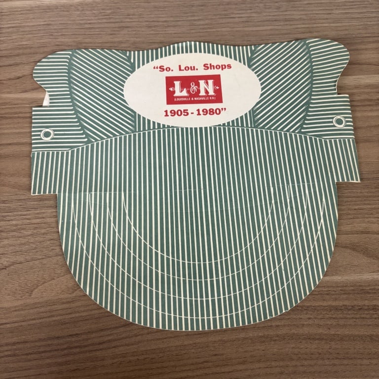 Collectible Paper Engineer Hat from the "So. Lou. Shops" Commemorating the Louisville & Nashville: Collectible Paper Engineer Hat from the "So. Lou. Shops" Commemorating the Louisville & Nashville Railroad -