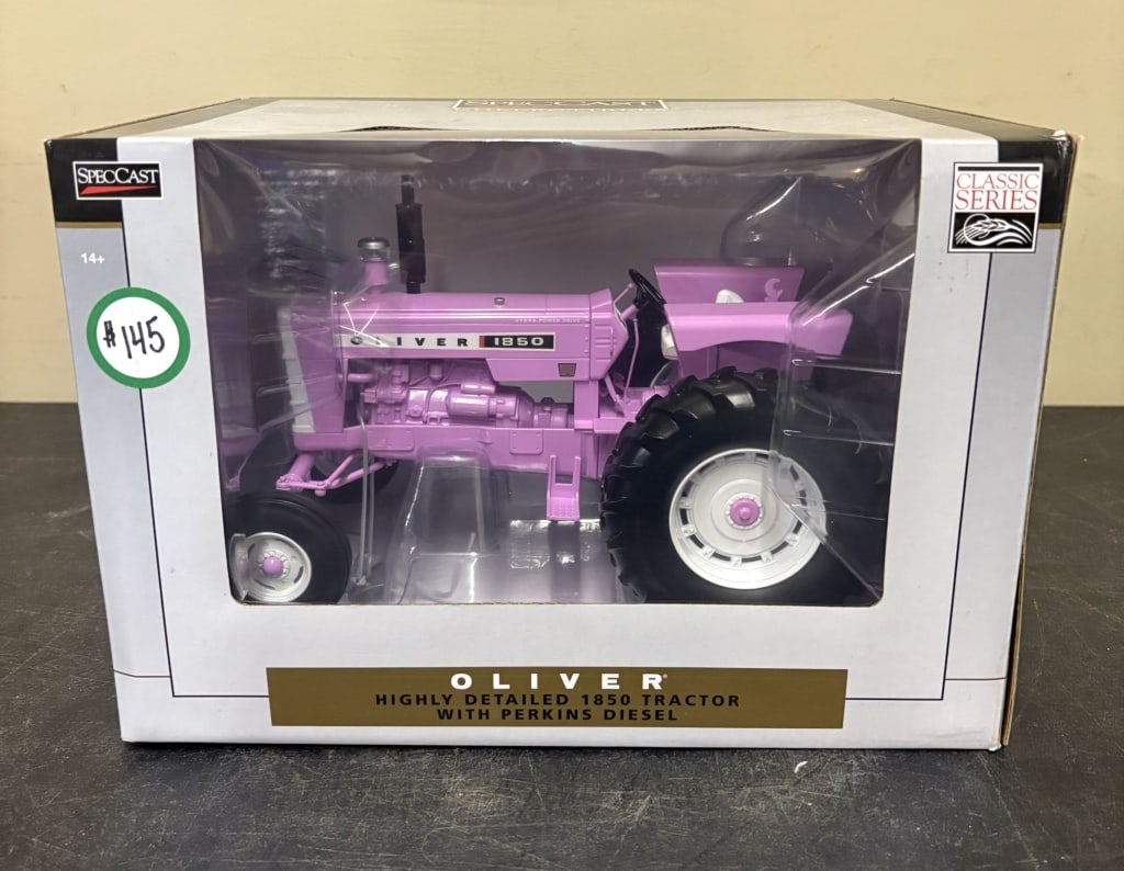 SpecCast 1:64 scale purple Oliver 1850 tractor diecast model from the "Classic Series" - 8"X12": SpecCast 1:64 scale purple Oliver 1850 tractor diecast model from the "Classic Series" - 8"X12"