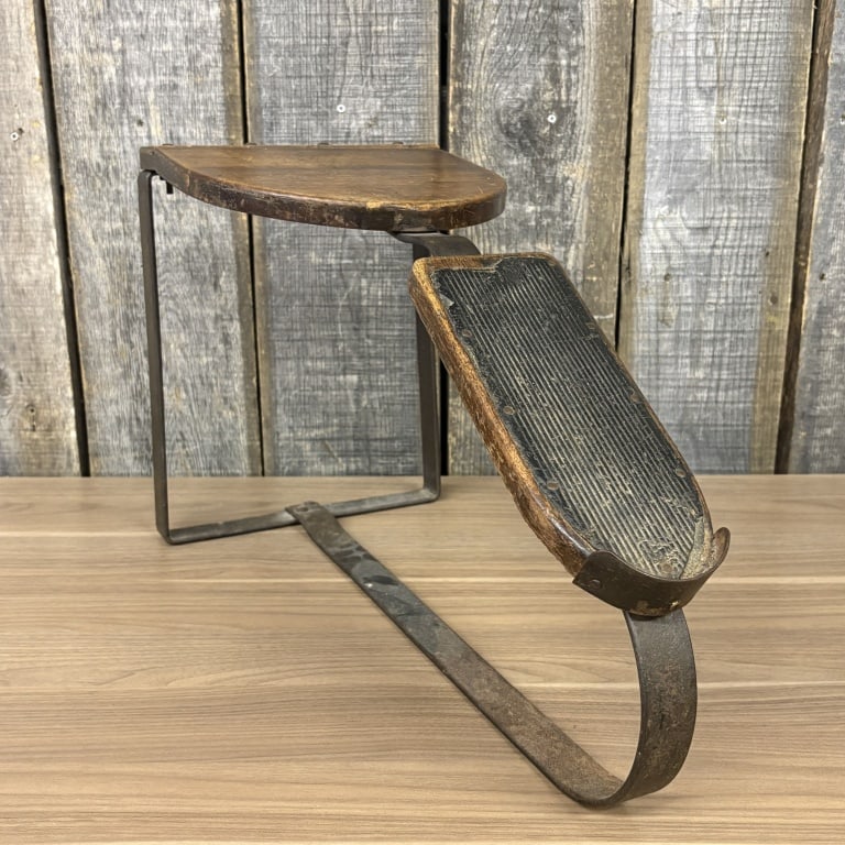 Vintage Wooden and Metal Shoe Shiner's Stool - 11"x22"x13.5" (1 of 6)