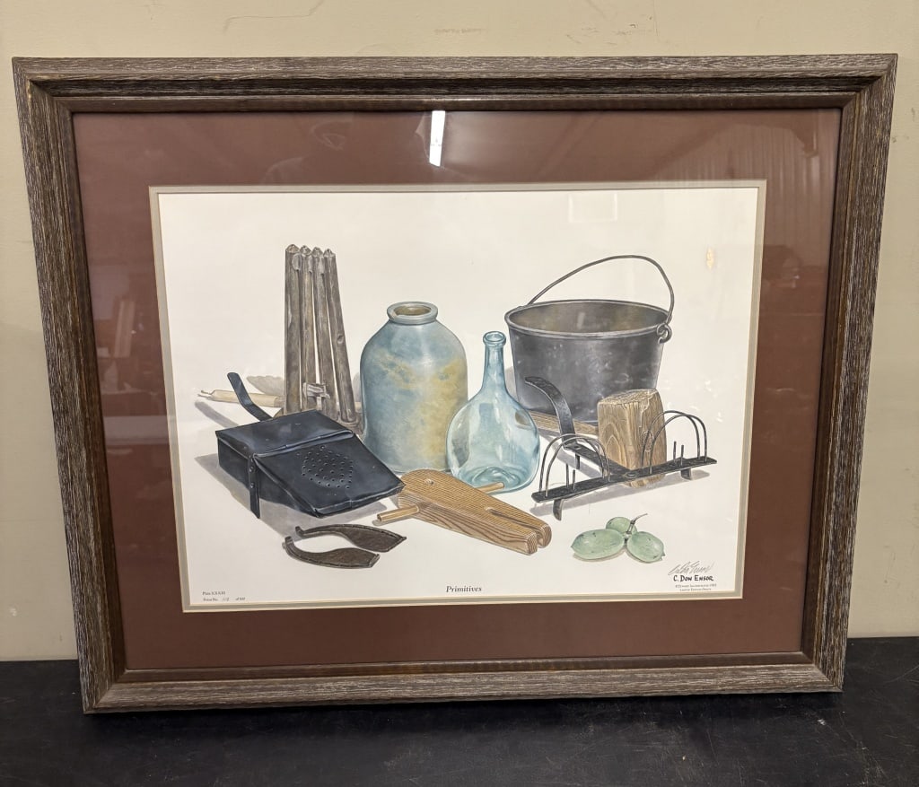 Framed Print Titled "Primitives" by artist C. Don Ensor - 31"X 25": Framed Print Titled "Primitives" by artist C. Don Ensor - 31"X 25"