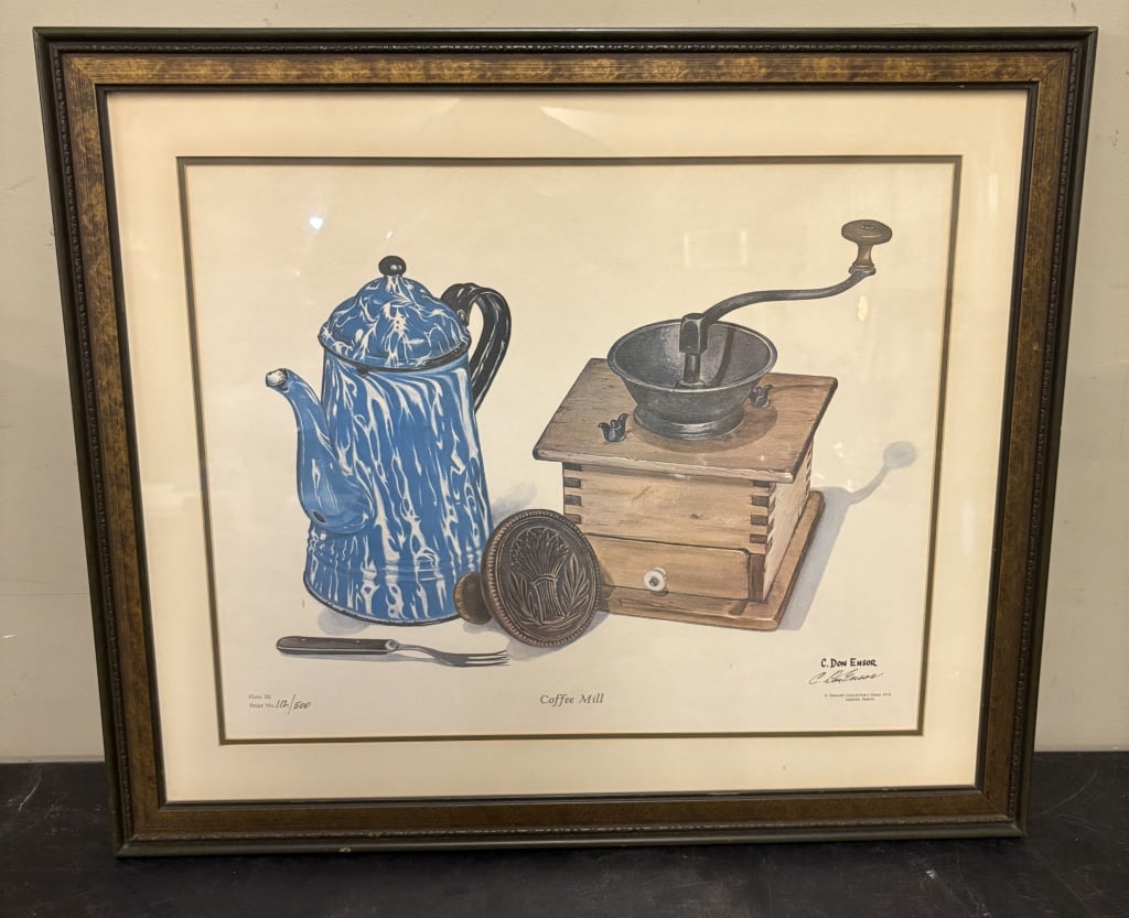 Framed Limited Edition Print Titled "Coffee Mill" by artist C. Don Ensor - 27"X23": Framed Limited Edition Print Titled "Coffee Mill" by artist C. Don Ensor - 27"X23"