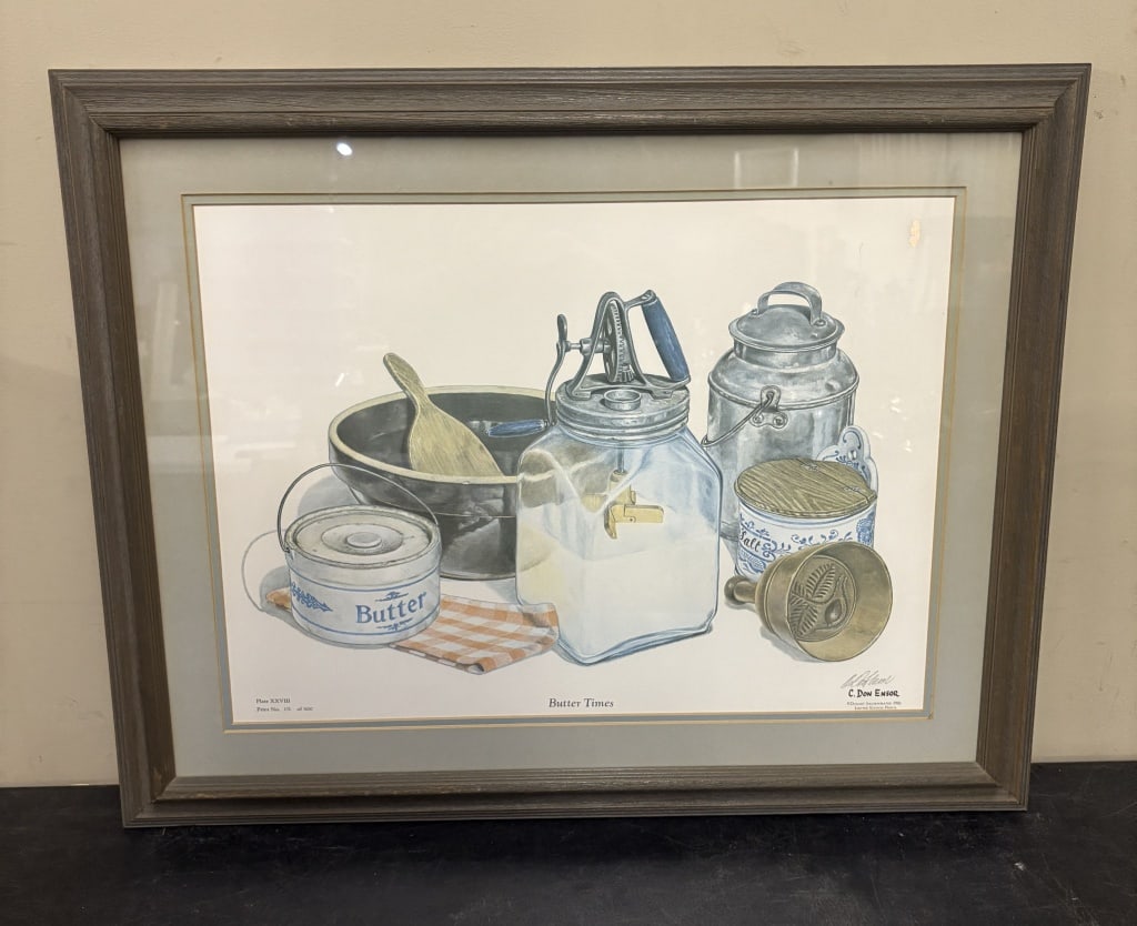 Framed Print Of "Butter Times" By C. Don Ensor; Signed, Numbered. 29"X24": Framed Print Of "Butter Times" By C. Don Ensor; Signed, Numbered. 29"X24"