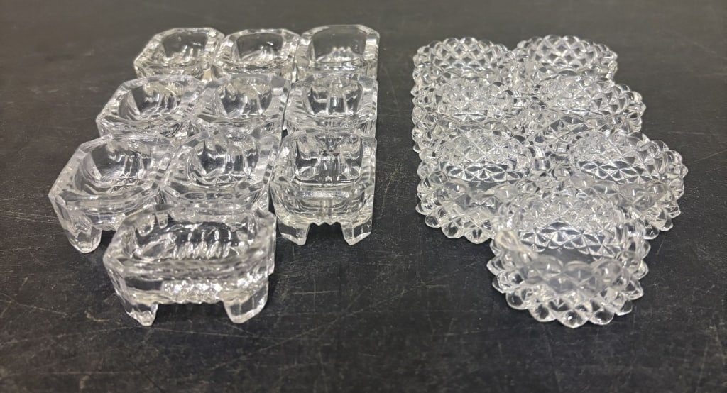 Lot of Antique Crystal - Glass Salt Cellars 2"-3" (1 of 3)