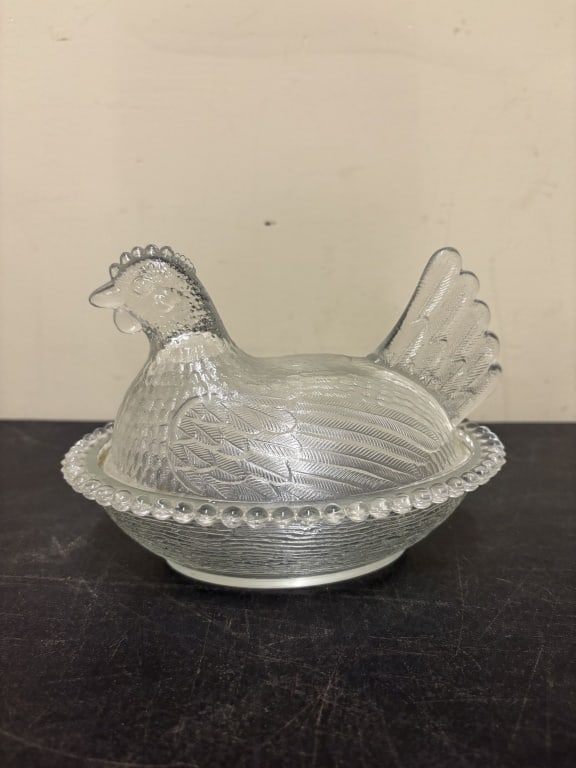 Indiana Glass Hen On Nest Covered Candy Dish 7"X 5.5" (1 of 3)