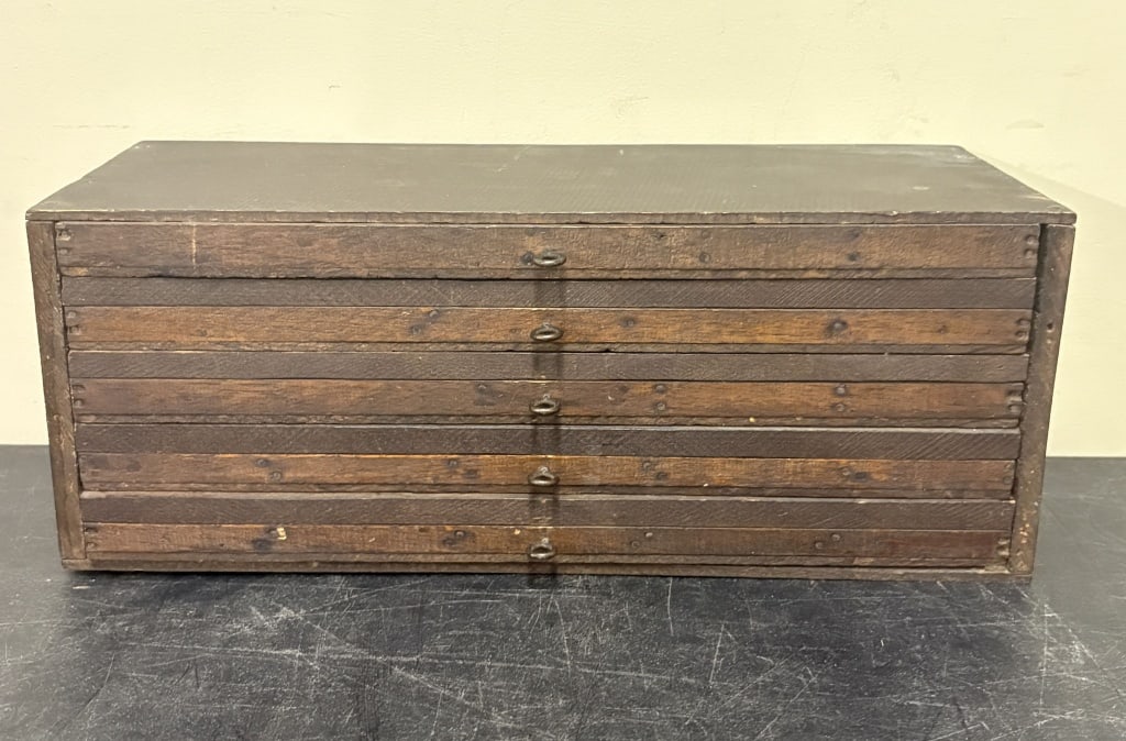 Antique Multi-Drawer Wooden Cabinet - Watchmaker's Or Machinist Chest 6"X16"X6" (1 of 5)