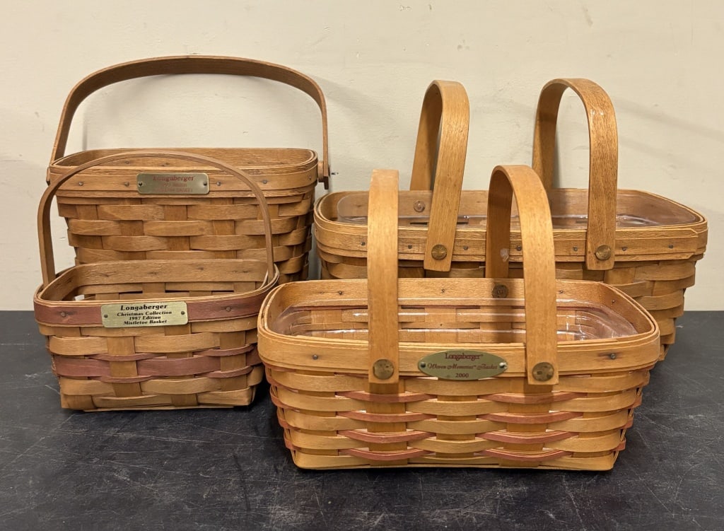 Lot Of 4 Longaberger Baskets 1980's-2000's 12"X9" (1 of 4)