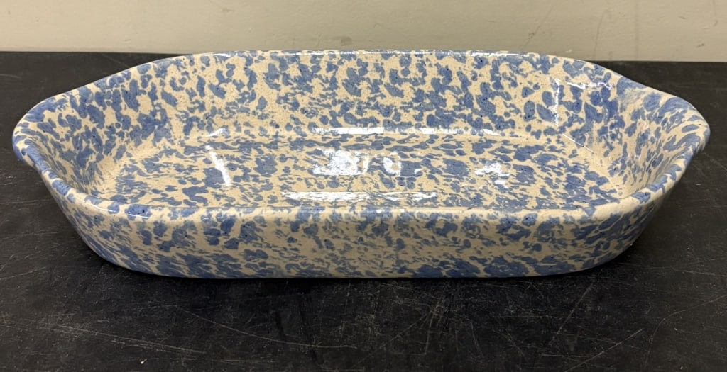 B.B. Pottery Cobalt Swirl Pottery Baking Pan 6"X 13" (1 of 3)