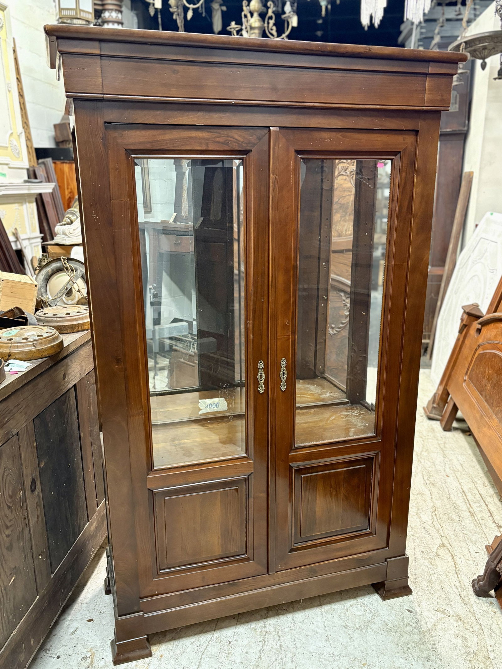Vintage Paneled Beveled Glass Door Cabinet 17.5"X43.5"X69" - NOT AVAILABLE FOR SHIPPING, PICK UP (1 of 7)