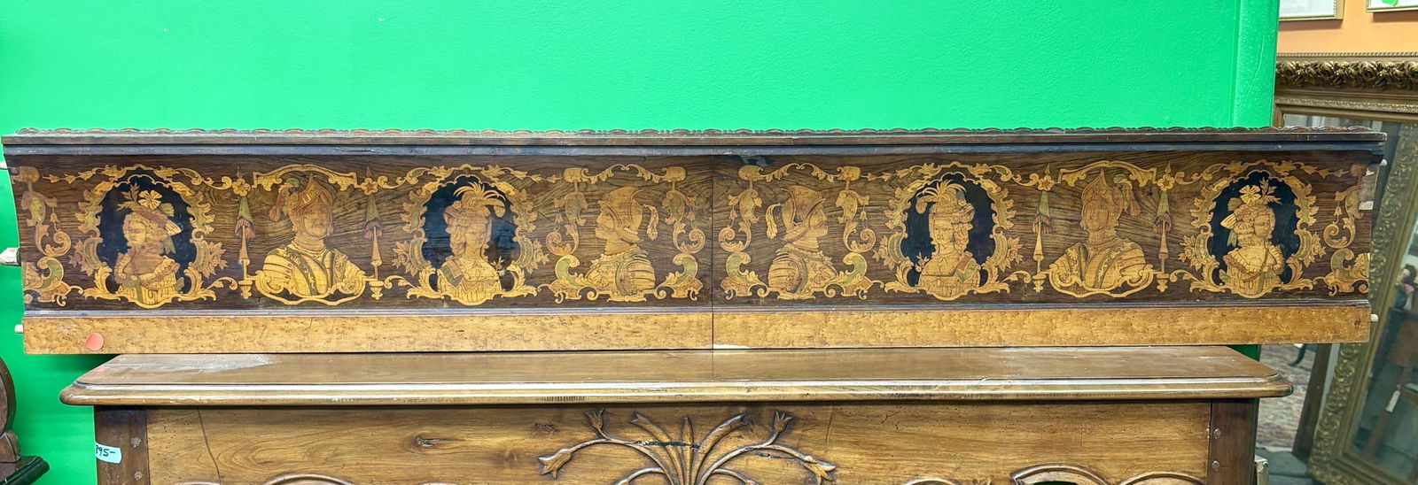 Antique European Board With Detailed Decorative Inlay Depicting Historical Figures Surrounded By (1 of 7)