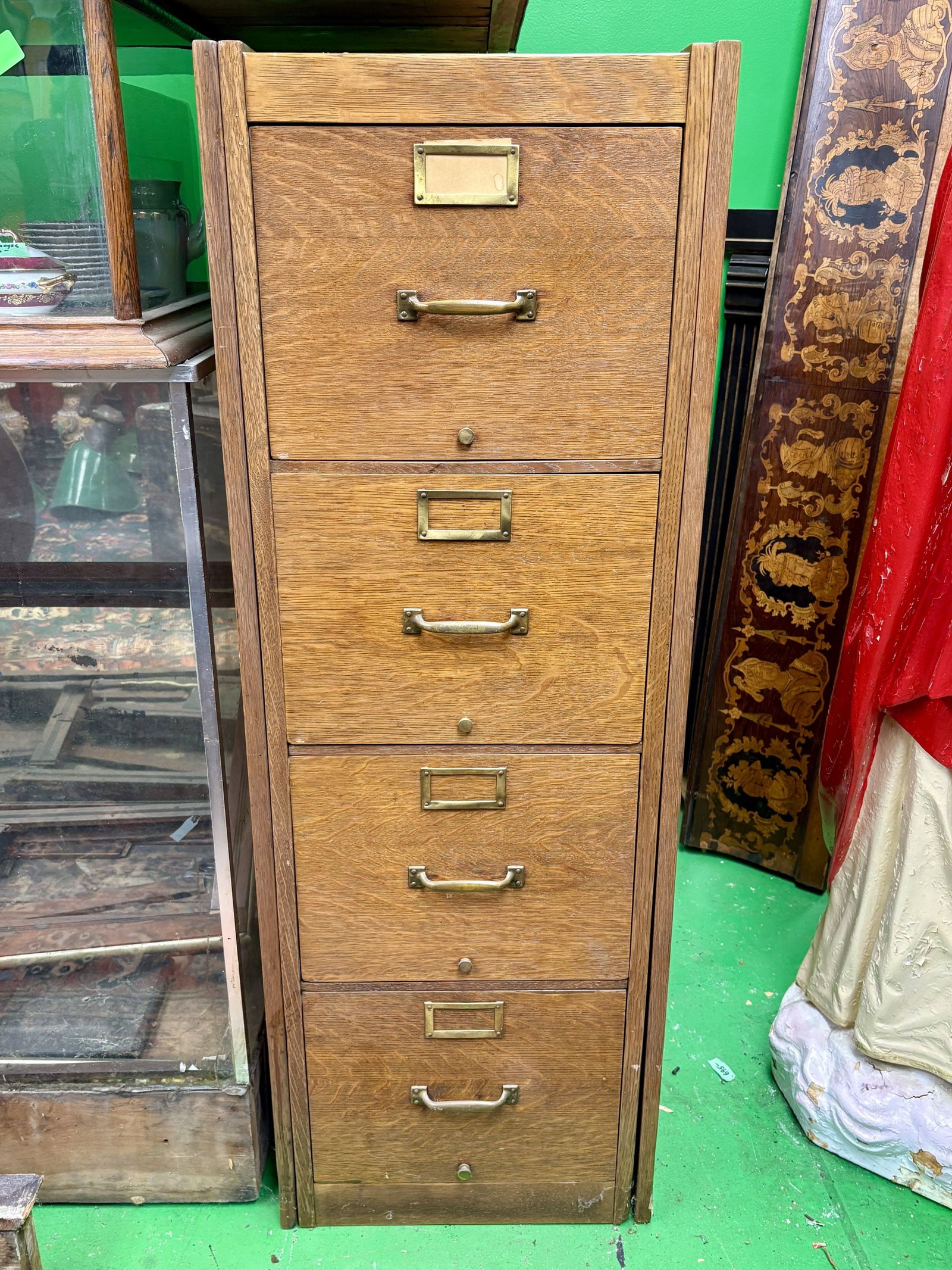 Antique Solid Oak Filing Cabinet; Early 20th Century 18"X28"X53" - NOT AVAILABLE FOR SHIPPING,: Antique Solid Oak Filing Cabinet; Early 20th Century 18"X28"X53" - NOT AVAILABLE FOR SHIPPING, PICK UP OR TRANSPORT ONLY