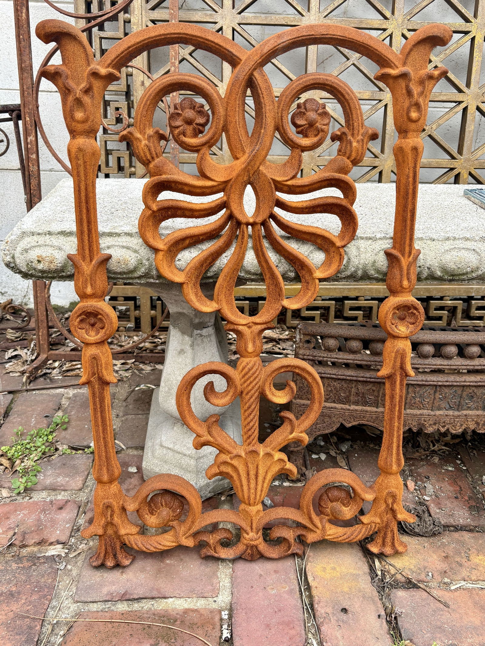 Cast Iron Decorative Wall Panel - Floral Accents 20"X29": Cast Iron Decorative Wall Panel - Floral Accents 20"X29"