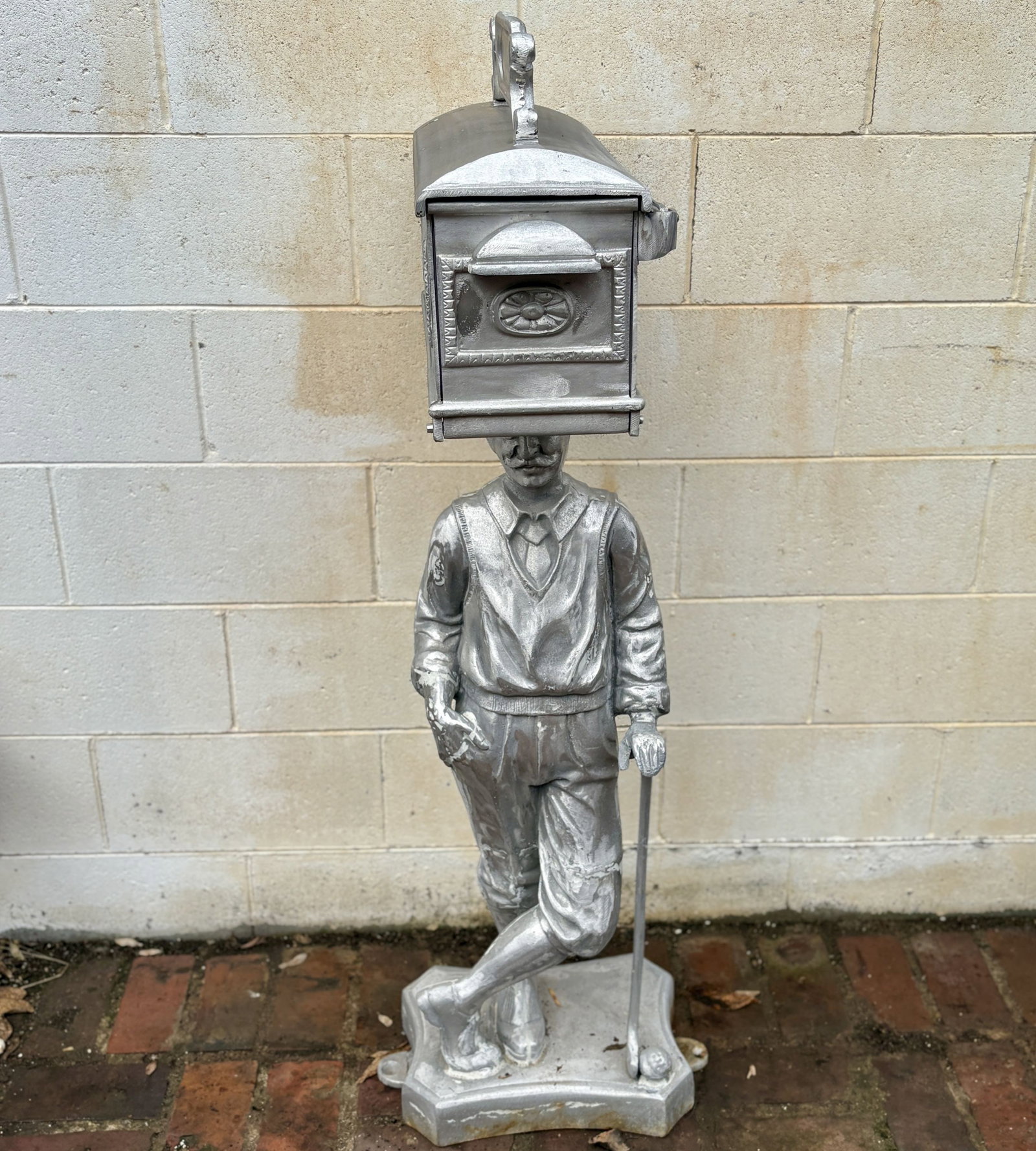 Cast Aluminum Early Golfer Pedestal Mailbox 15"X18"X51" - NOT AVAILABLE FOR SHIPPING, PICK UP OR: Cast Aluminum Early Golfer Pedestal Mailbox 15"X18"X51" - NOT AVAILABLE FOR SHIPPING, PICK UP OR TRANSPORT ONLY