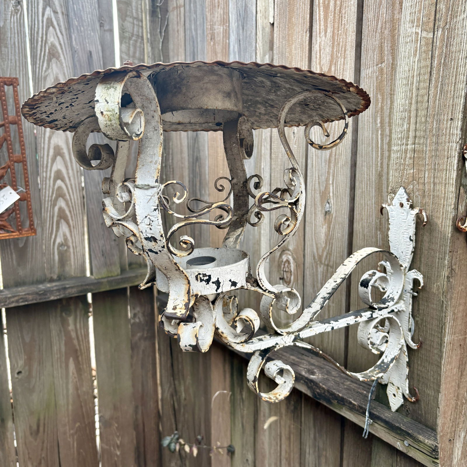 Spanish Wrought Iron Wall Mounted Lamp - Candle Holder 17"X21"X18": Vintage Wrought Iron Wall Mounted Lamp - Candle Holder 17"X21"X18"