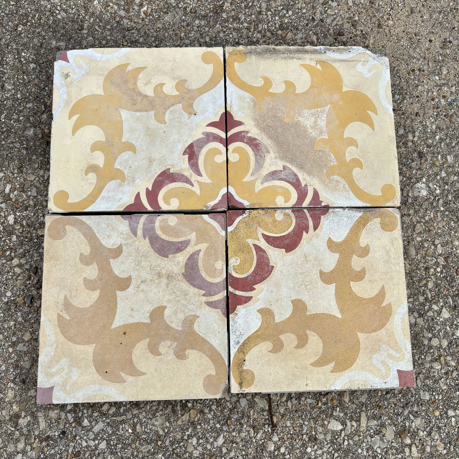 Lot Of Four Sacre Bleu French Hotel Tiles 8"X8": Lot Of Four Sacre Bleu French Hotel Tiles 8"X8"