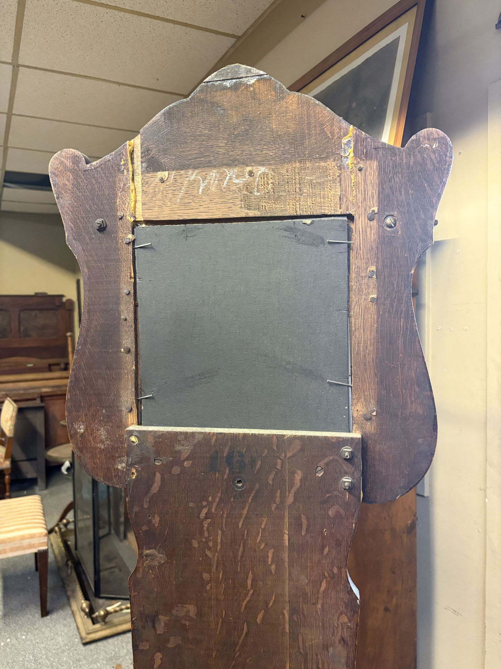 C.1910 Antique Oak Hall Tree With Bench - Storage 16"X25"X75" - NOT AVAILABLE FOR SHIPPING, PICK - 7